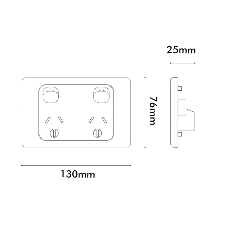 Load image into Gallery viewer, Iluma Double Pole 10A Double GPO PowerPoint 2000 Series Multiple Supply Print Black
