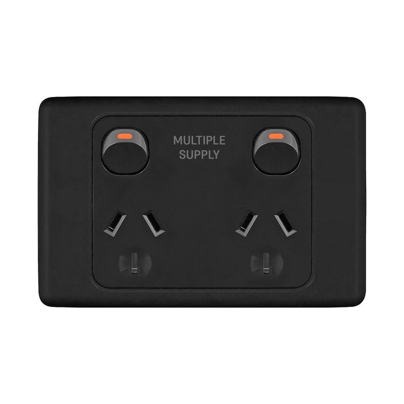 Load image into Gallery viewer, Iluma Double Pole 10A Double GPO PowerPoint 2000 Series Multiple Supply Print Black
