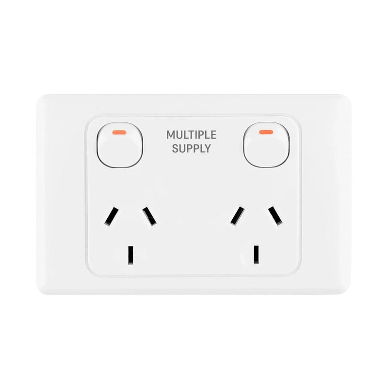Load image into Gallery viewer, Iluma Double Pole 10A Double GPO PowerPoint 2000 Series Multiple Supply Print White
