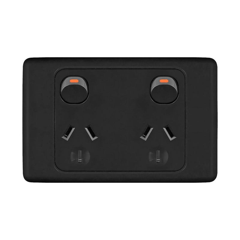 Load image into Gallery viewer, Iluma Double Pole 10A Double GPO PowerPoint Black
