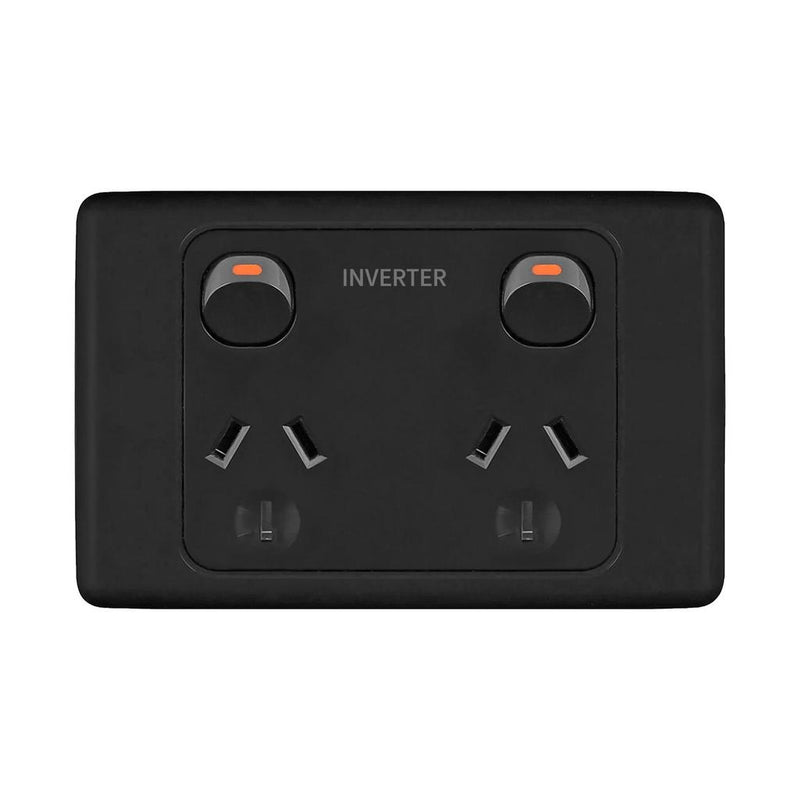 Load image into Gallery viewer, Iluma Double Pole 10A Double GPO PowerPoint Inverter Print Black
