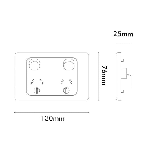 Iluma Double Pole 10A Double GPO PowerPoint Silver