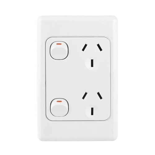 Iluma Double Pole 10A Double GPO PowerPoint Vertical White