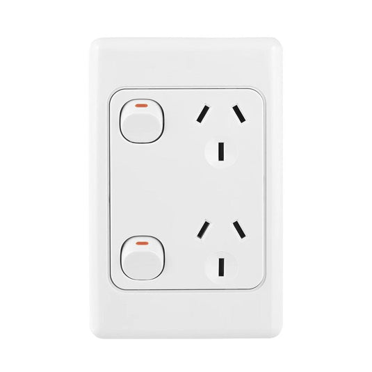 Iluma Double Pole 10A Double GPO PowerPoint Vertical White