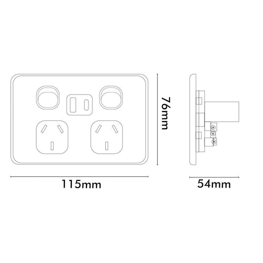 Iluma Double Pole 10A Double GPO Powerpoint Inc USB / USB-C 4.2A - Black