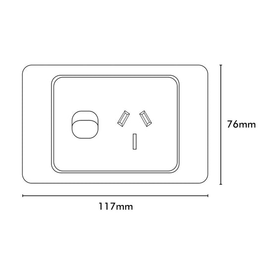 Iluma Double Pole 10A Single GPO PowerPoint 2000 Series Multiple Supply Print White