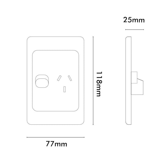 Iluma Double Pole 10A Single GPO PowerPoint Vertical White