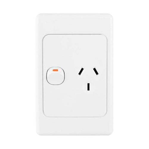 Iluma Double Pole 10A Single GPO PowerPoint Vertical White