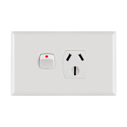 Iluma Double Pole 15A Single GPO PowerPoint White