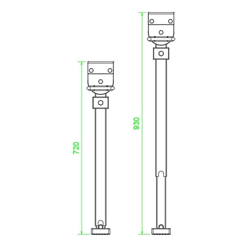 Load image into Gallery viewer, Iluma Drop Down Stabilizer leg Corner Steadies 720mm Black
