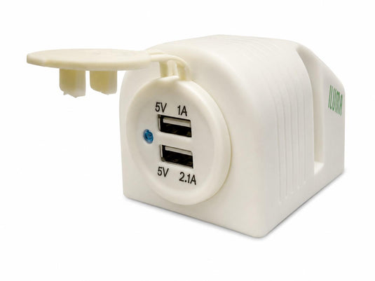 Iluma Dual USB Socket Port Surface Mount White