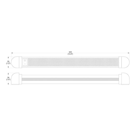 Iluma LED 13.5" 343mm 12 - 28v Interior 90° Swivel Light With On/Off Switch Grey