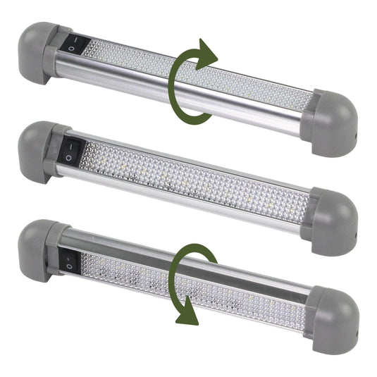 Iluma LED 9" 225mm 12 - 28V Interior 90° Swivel Light With On/Off Switch Grey