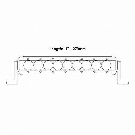 Iluma Light Bar 3W Cree 9 LED Amber/White Bug Light 11" 279mm Length Flood Beam Black