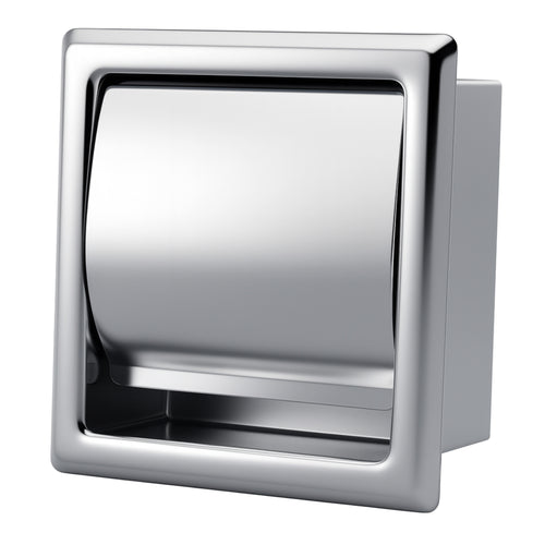 Iluma Recessed Mounted Single Toilet Roll Holder in Satin Stainless Steel