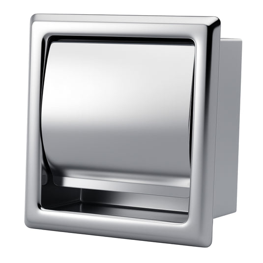 Iluma Recessed Mounted Single Toilet Roll Holder in Satin Stainless Steel