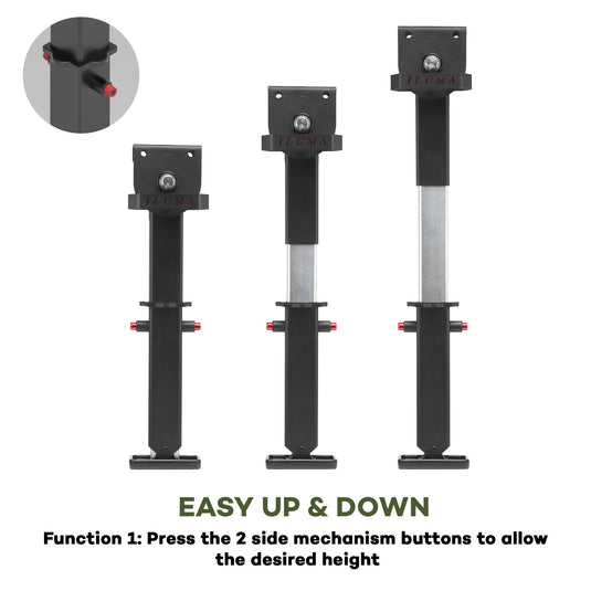 Iluma Telescopic Drop Down Stabilizer leg Corner Steadies 550 - 880mm Black