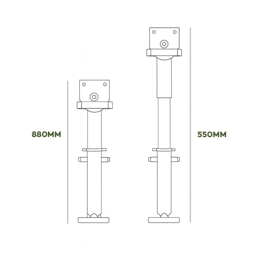 Iluma Telescopic Drop Down Stabilizer leg Corner Steadies 550 - 880mm Black