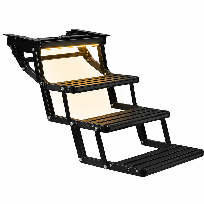 Load image into Gallery viewer, Iluma Triple Electric Aluminium Step Inc Amber LED Light Black
