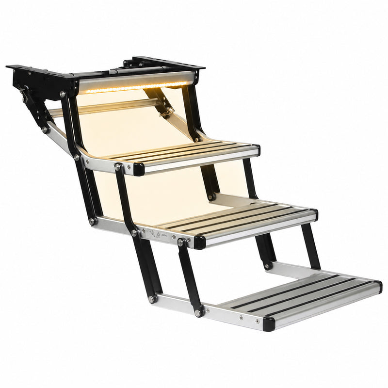 Load image into Gallery viewer, Iluma Triple Electric Aluminium Step Inc Amber LED Light Silver
