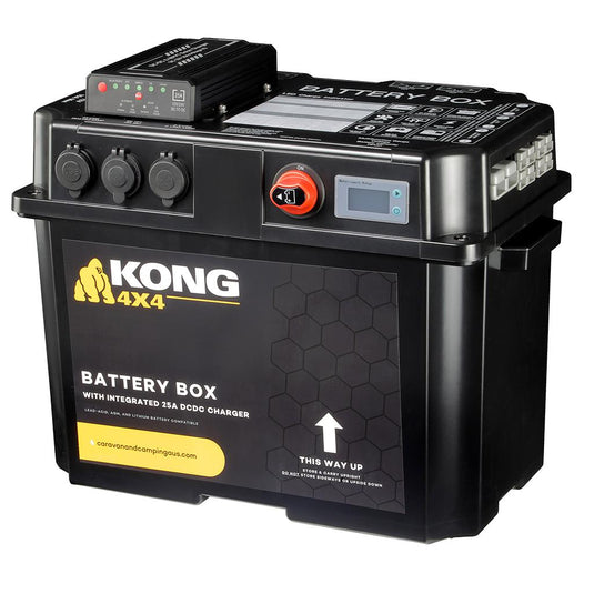Kong 12V Battery Box Power Station With 25 Amp DC-DC Charger IP66