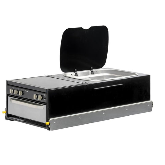 Kong Slide Out Kitchen 1200 x 500mm inc Thetford K1540 Mini Grill / MK3 Argent Sink - Black