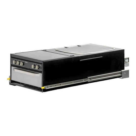 Kong Slide Out Kitchen 1200 x 522 x 310mm inc Thetford K1540 Mini Grill / MK3 Argent Sink - Black