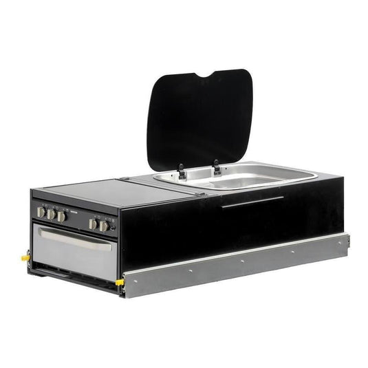 Kong Slide Out Kitchen 1200 x 522 x 310mm inc Thetford K1540 Mini Grill / MK3 Argent Sink - Black