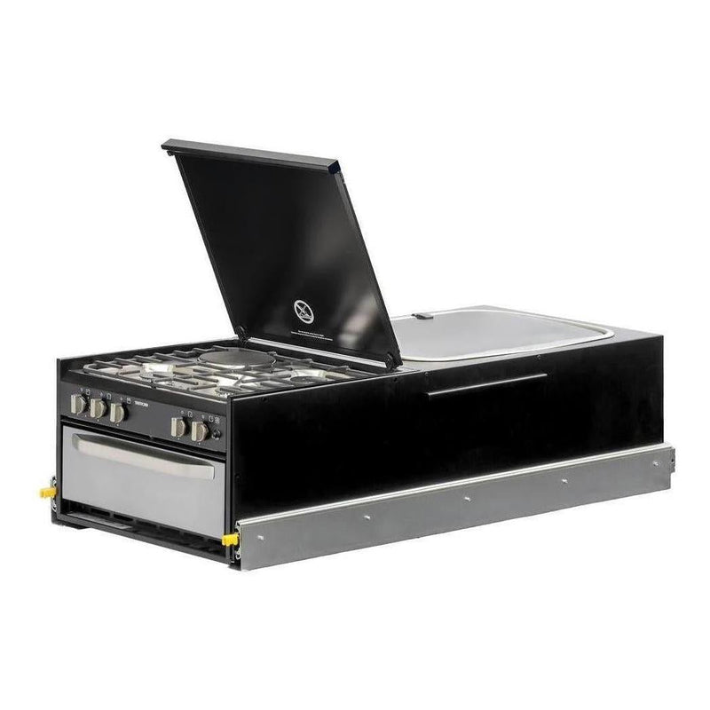 Load image into Gallery viewer, Kong Slide Out Kitchen 1200 x 522 x 310mm inc Thetford K1540 Mini Grill / MK3 Argent Sink - Black
