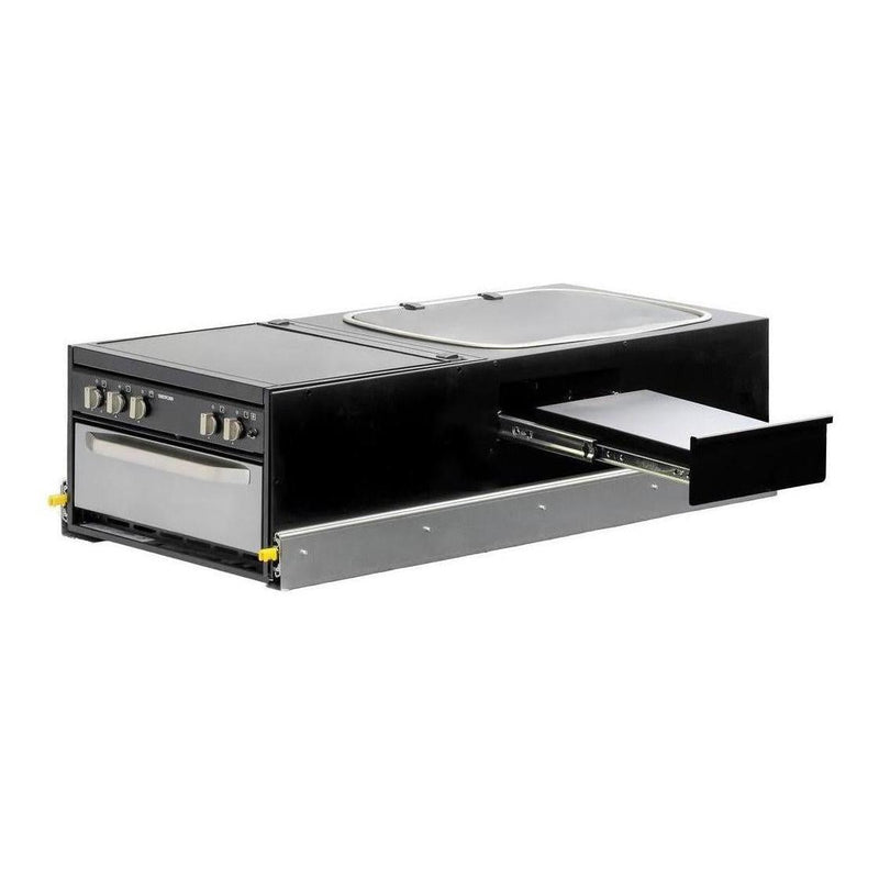 Load image into Gallery viewer, Kong Slide Out Kitchen 1200 x 522 x 310mm inc Thetford K1540 Mini Grill / MK3 Argent Sink - Black
