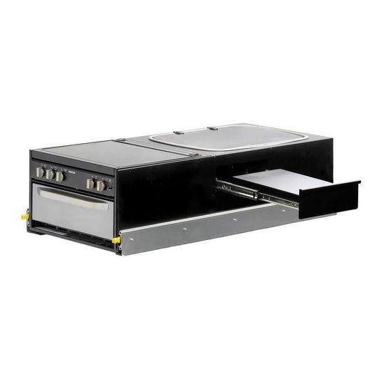 Kong Slide Out Kitchen 1200 x 522 x 310mm inc Thetford K1540 Mini Grill / MK3 Argent Sink - Black