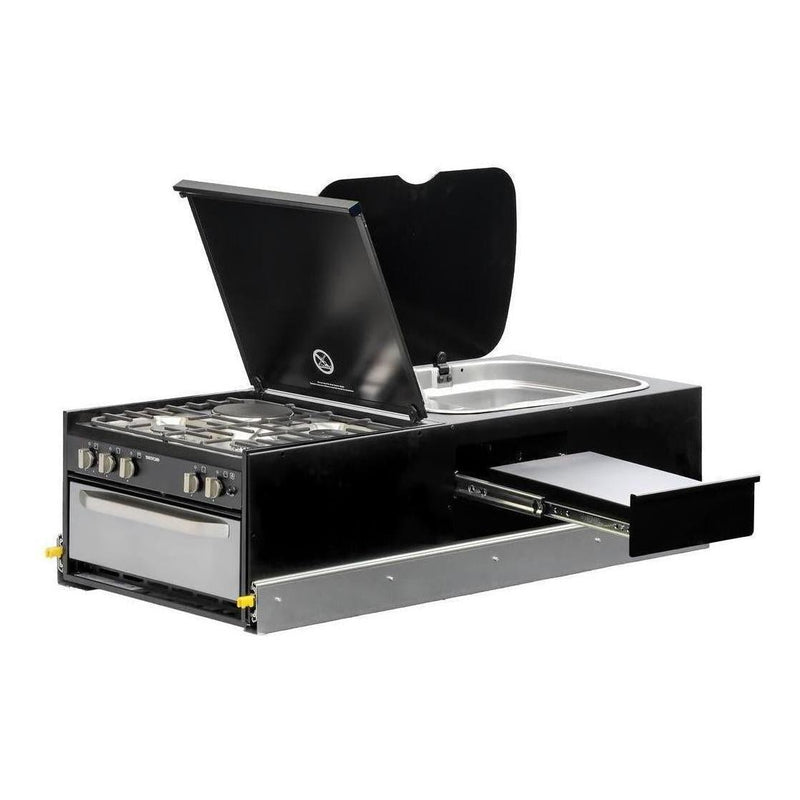 Load image into Gallery viewer, Kong Slide Out Kitchen 1200 x 522 x 310mm inc Thetford K1540 Mini Grill / MK3 Argent Sink - Black
