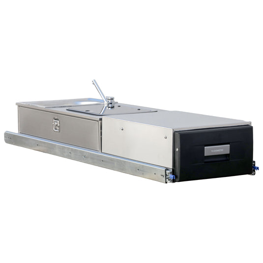 Kong Slide Out Kitchen Assembly Fridge/2 Gas Burner Inc Runners & Full Install Kit - Left Sink Drawer