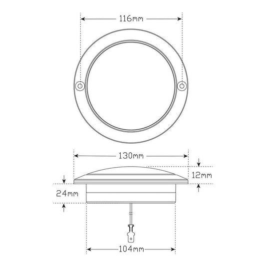 LED Autolamp 102 Series 12V Round Indicator Lamp 130mm Clear Lens