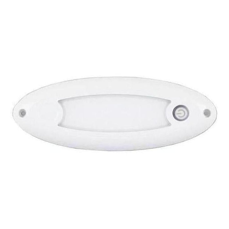 Load image into Gallery viewer, LED Autolamp 10V/30V Oval LED Interior/Exterior Lamp with White Housing &amp; Touch Switch
