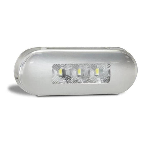LED Autolamp 12/24V Front Marker Clear Lens White LED Stainless Steel Bezel