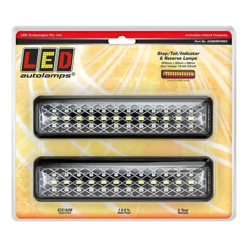 LED Autolamp 12/24V LED Stop/Tail/Indicator/Reverse Lamp 200x50x28mm Twin Blister