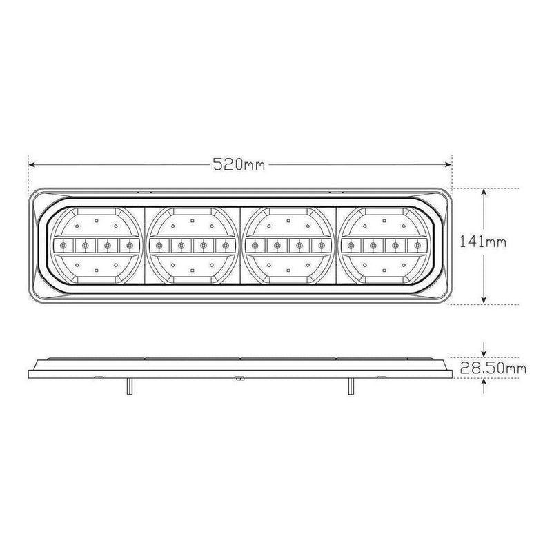 Load image into Gallery viewer, LED Autolamp 12/24V Stop/Tail/Sequential Indicator/Reverse/Reflector Taillight 193x123x26mm
