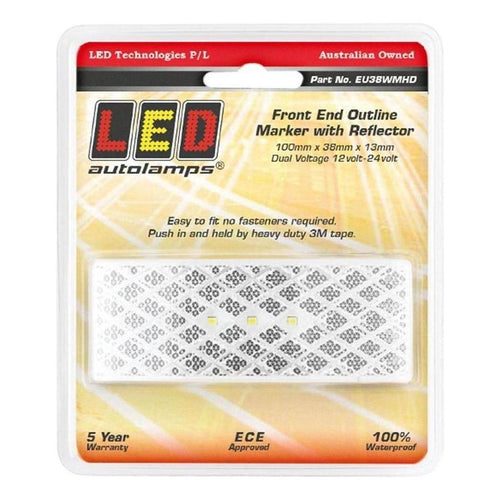 LED Autolamp 12/24V White Side Marker with Built in Reflector Blister