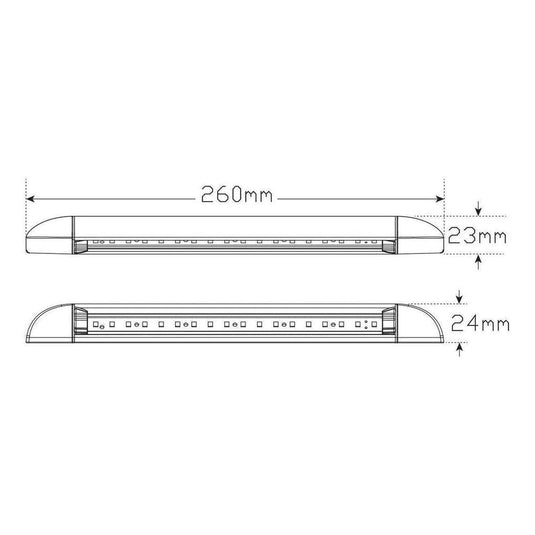 LED Autolamp 12V Awning Lamp 260x23X24mm Black