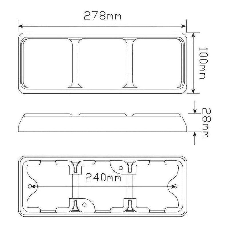 Load image into Gallery viewer, LED Autolamp 12V Combination Stop/Tail/Indicator Lamp 278x100x28mm Blister

