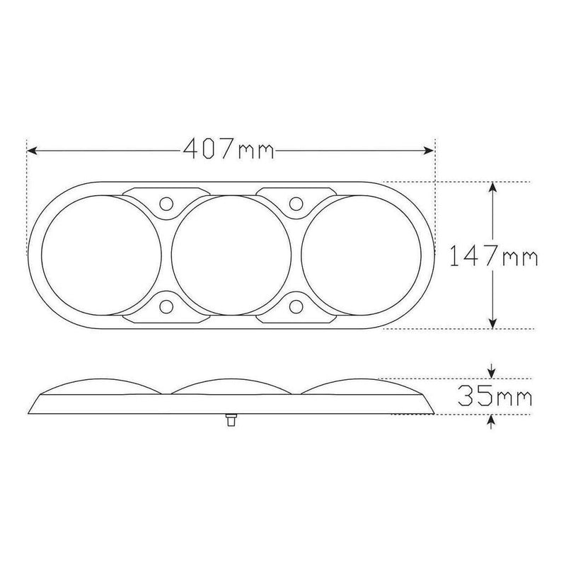 Load image into Gallery viewer, LED Autolamp 12V Combination Stop/Tail/Indicator Taillight Color Lense Black 407x147x35mm
