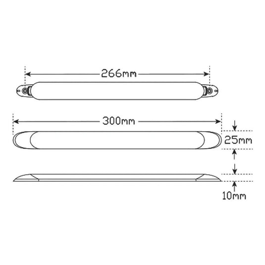 LED Autolamp 12V Interior low profile strip light 300x25x10 White Blister