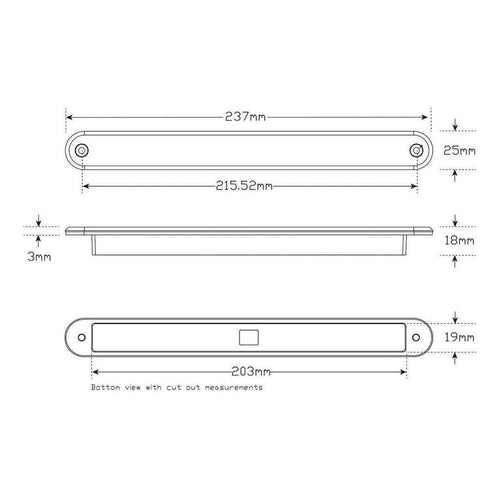 LED Autolamp 12V LED Sequential Clear Indicator Strip Lamp Recessed Mount