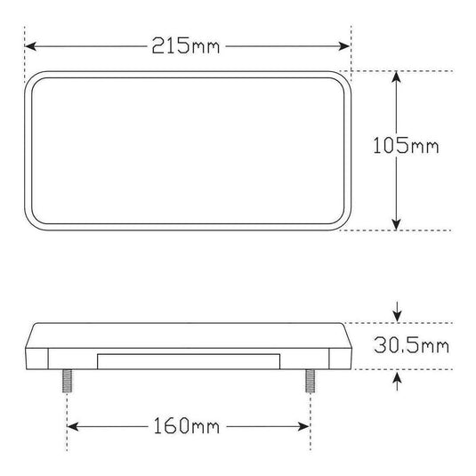 LED Autolamp 12V LH/RH Direction Stop/Tail/Indicator/Reflector Taillight 215x105x30.5mm