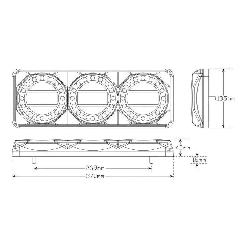 Load image into Gallery viewer, LED Autolamp 12V Maxi Lamp 3XR Combination Stop/Tail/Indicator Reflector Light
