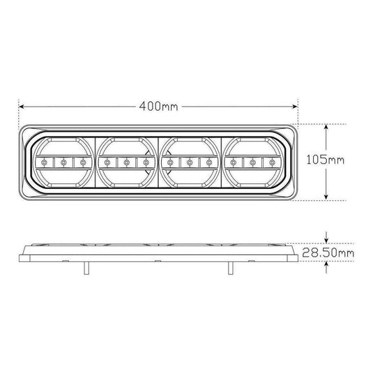 LED Autolamp 12V Pair Stop/Tail/Indicator/Reverse Taillight 387x105x31mm Blister
