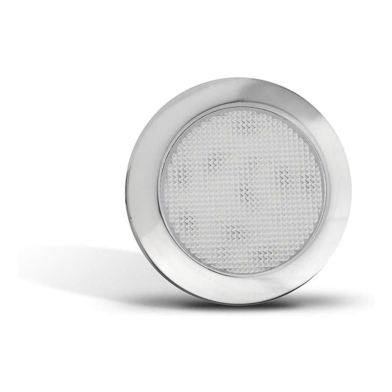 Load image into Gallery viewer, LED Autolamp 12V Round Interior Cool White Lamp with Chrome Bezel Blister
