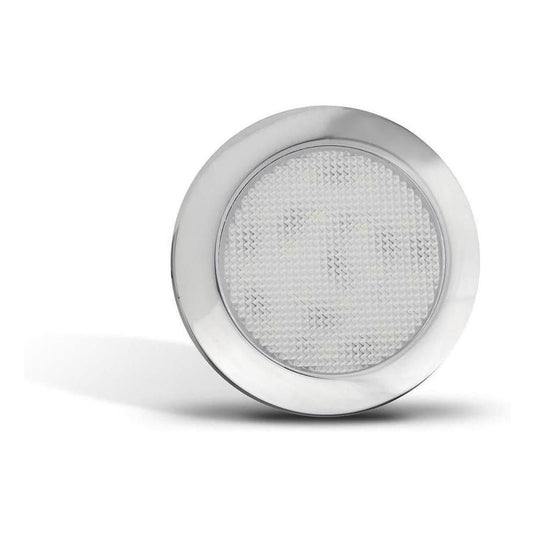 LED Autolamp 12V Round Interior Cool White Lamp with Chrome Bezel Blister