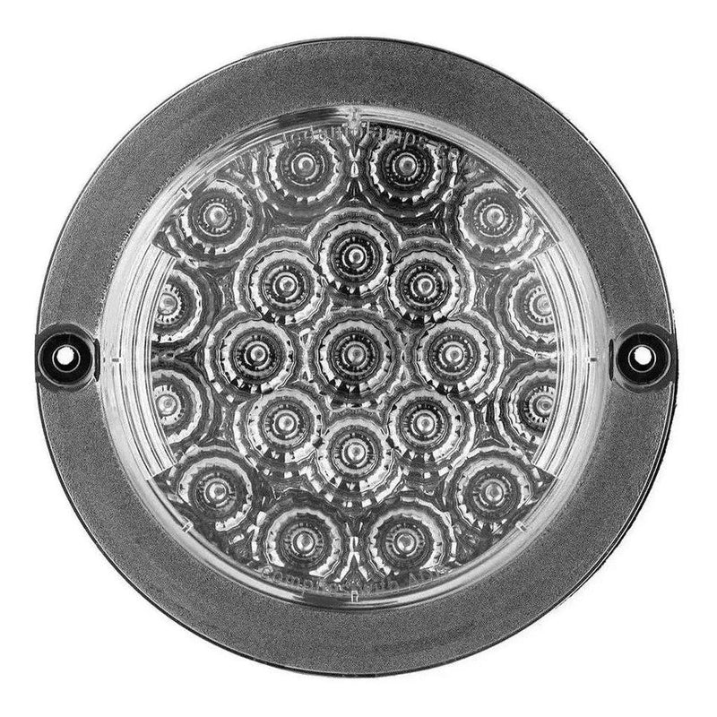 Load image into Gallery viewer, LED Autolamp 12V Round Stop/Tail Taillight Black Chrome 130mm
